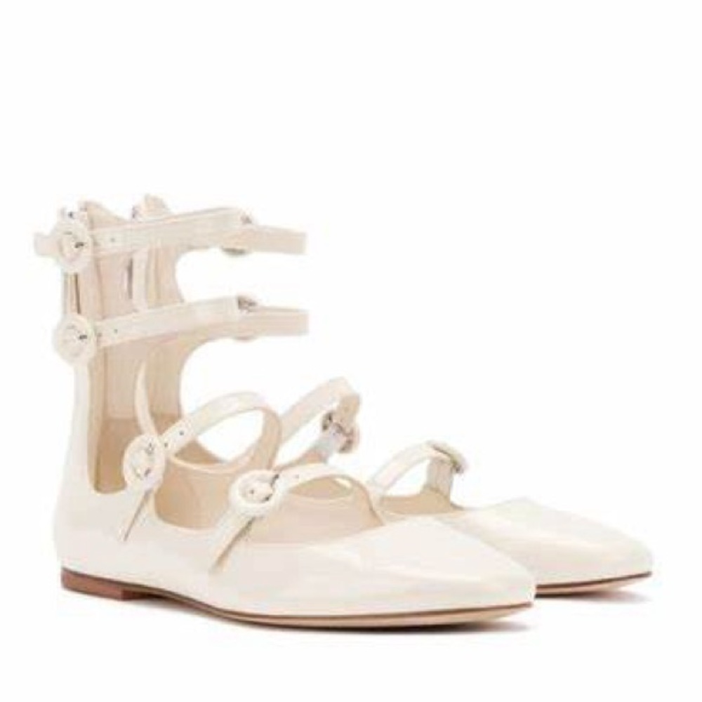 Larroude Cream Alexa Flat in Patent